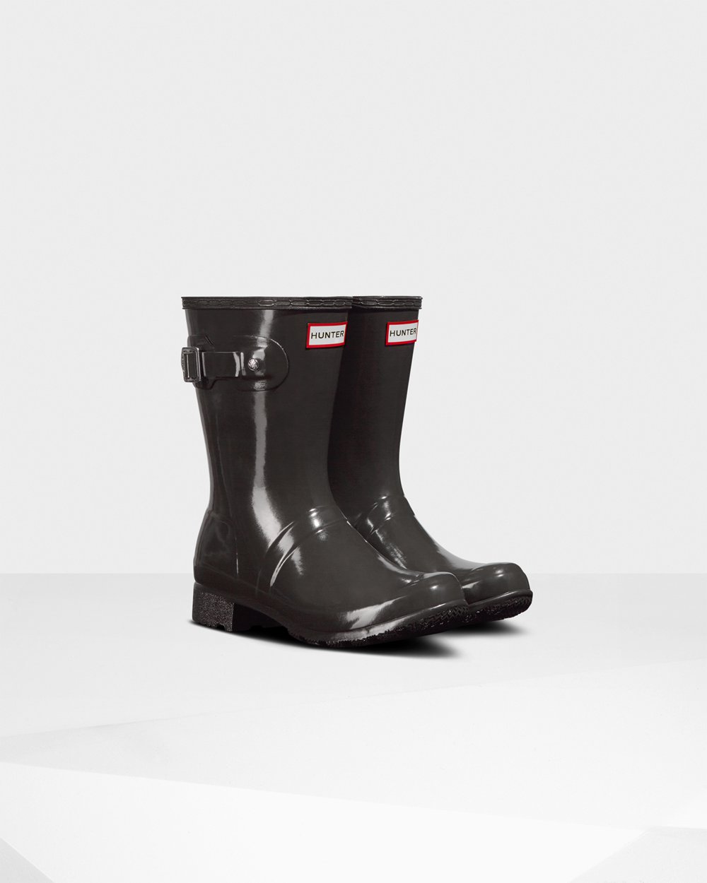 Hunter Original Tour Foldable Gloss Short Rain Boots - Buy Online Womens Dark Grey - UOEQNB975